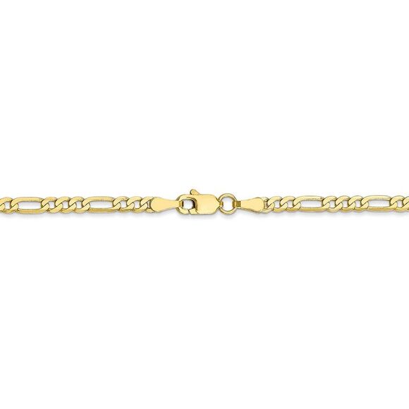 2.75mm 10k Yellow Gold Flat Figaro Chain Necklace, 18 Inch - Picture 4 of 8